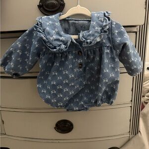 Blue Denim Floral Baby Romper